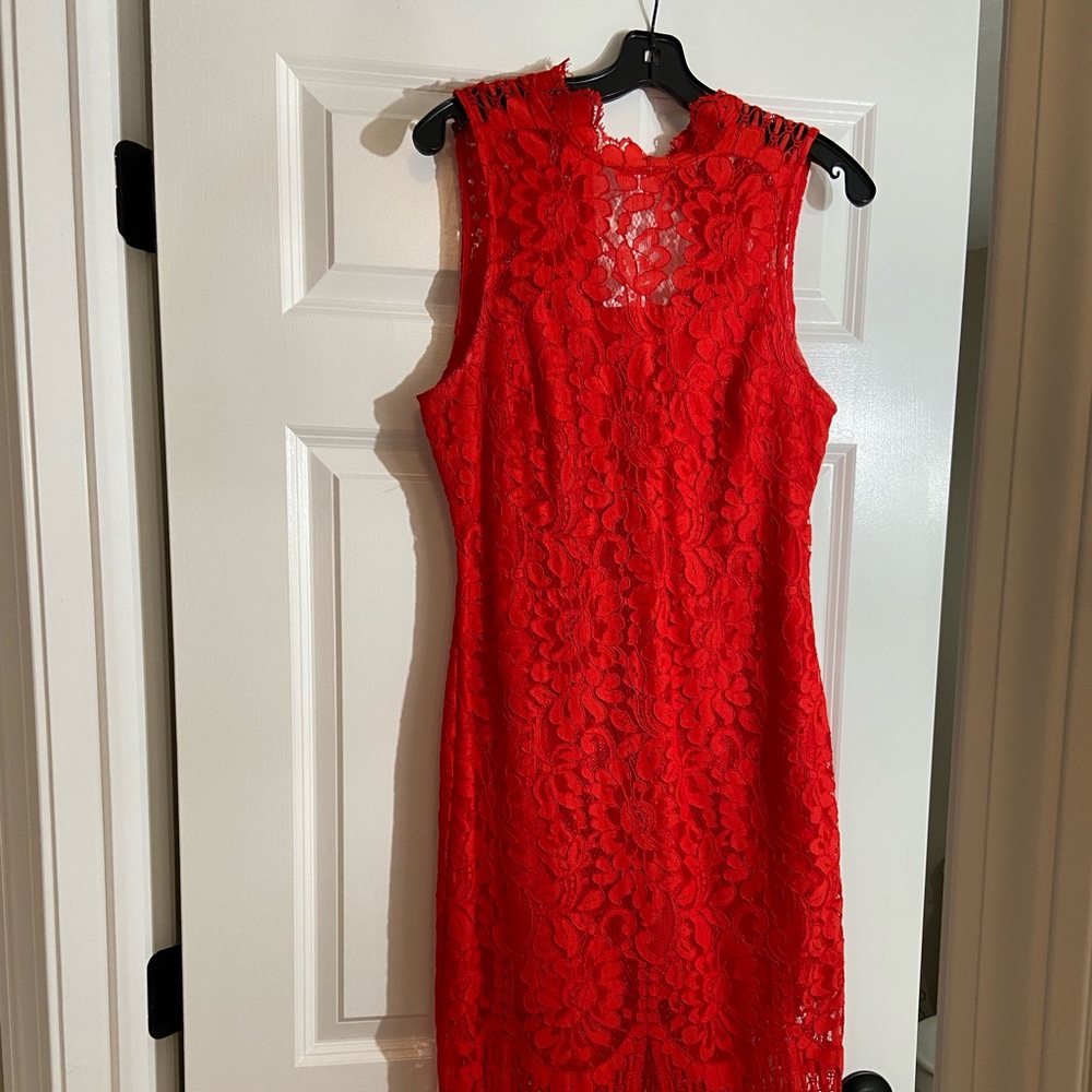 Red lace MIDI yumi kim dress